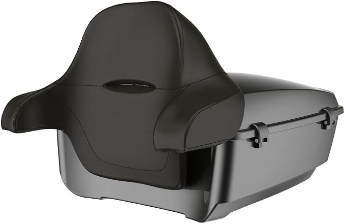 Advanblack Road Glide Tour Trunk Pack Gray Haze King Tour Trunk Pack Luggage +Wrap-Around Backrest Pad for '97-'25 Harley Touring Road King Street Glide Electra Glide CVO models