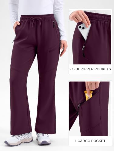 Women's Snow Ski Pants Fleece Lined Waterproof 3 Zipper Pockets Hiking Gear
