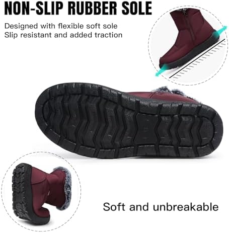 SHIBEVER Women's Winter Snow Boots: Waterproof Fur-Lined Ankle Booties