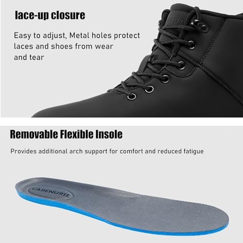 CARENURSE Mens Lightweight Hiking Boots Waterproof Mid Ankle Work Casual Hiker Trekking Outdoor Boots Anti Slip Hiking Shoes