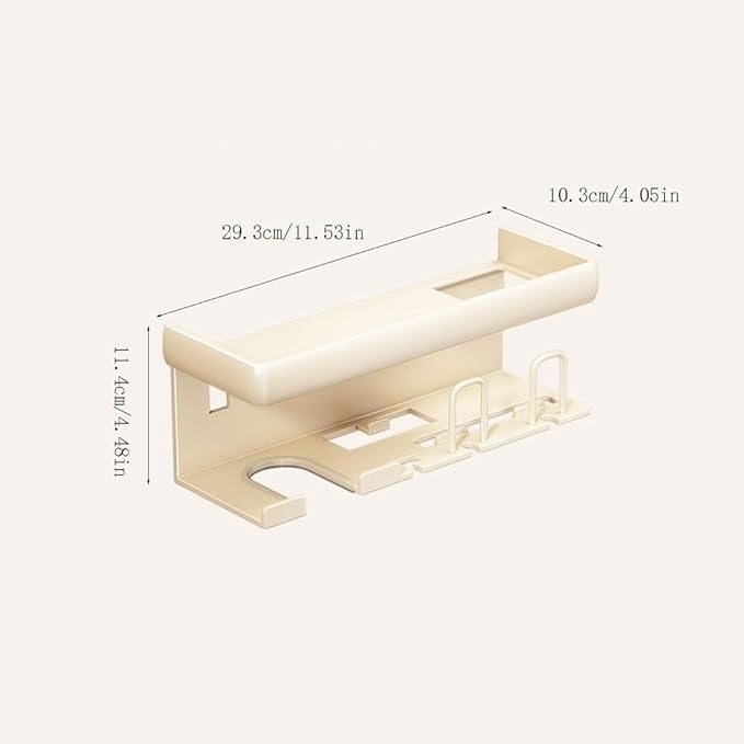 Toothbrush Rack Creamy White Toothbrush Holder Wall-Mounted Toothpaste Storage Box Punch-Free Bathroom Decoration Can Hold Hair Dryer Bathroom Toothbrush Holder(S29.3cm)