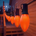 SUNSGNE C9 LED Halloween Orange String Lights 25FT Outdoor String Lights with 27 0.6W LED Plastic Bulbs(2 Spare) for Patio Garden Roofline Backyard Decorations, Black Wire