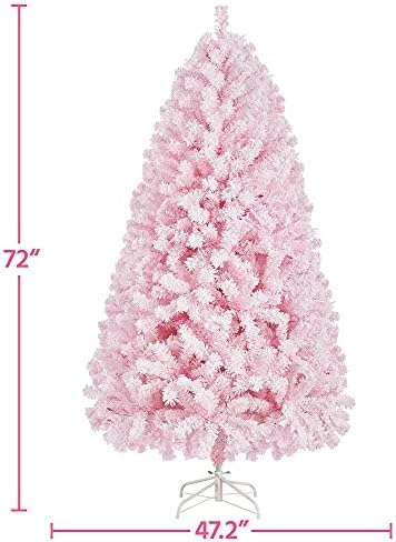 Yaheetech 6ft Pre-Lit Pink Artificial Christmas Tree with 250 Lights