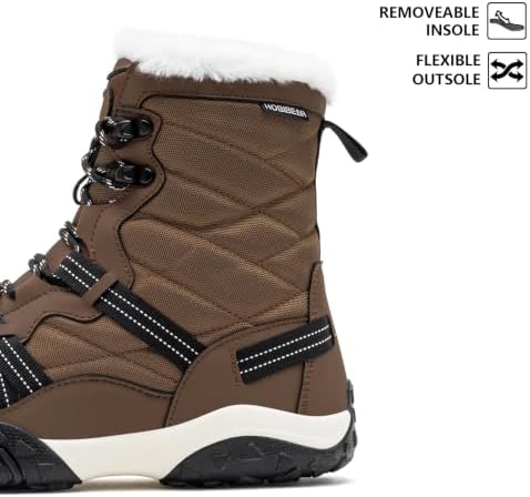 HOBIBEAR Women's Barefoot Snow Boots, Wide Toe Box, Ankle Winter Shoes