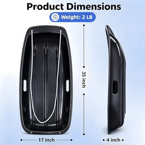 35" Snow Sled for Kids & Adults, Cold Resistant Flexible Toboggan
