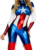 Forplay Women's Petite Star Spangled Hero Catsuit with Stripe Waist and Headband