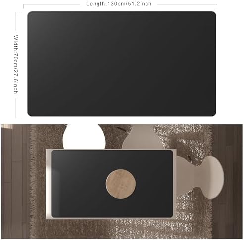 Cacoy 51.2" x 27.5" Large Leather Desk Mat, Extended Mega Size Computer Mouse Pad for Full Desk Coverage, Waterproof Office Desk Protector, PU Leather Desk Pad Blotters (Black)