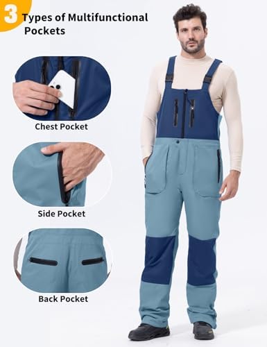 GEMYSE Men's Insulated Ski Bib Overalls Waterproof Snow Pants