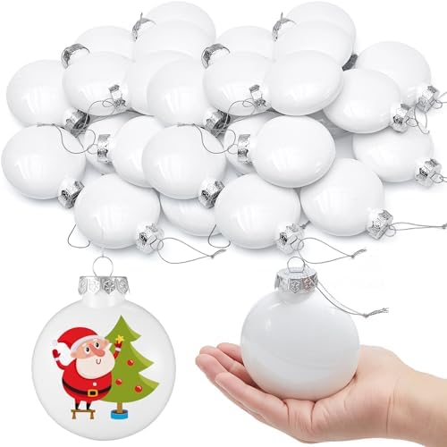 Zubebe 36 Pcs 3.15 Inch Blank White DIY Christmas Ball Ornaments for Craft