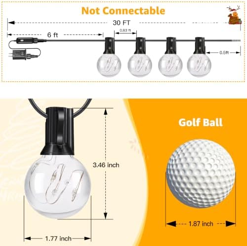 Ollny Outdoor String Lights, 30FT RGBW Color Changing Patio Lights Remote