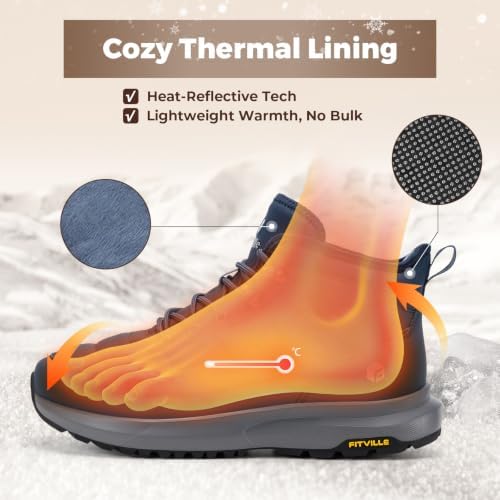 FitVille Men's Wide Winter Boots Non-Slip Insulated Snow Boots