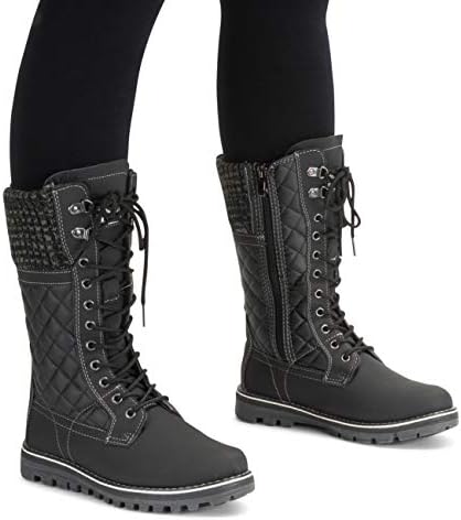 POLAR Womens Faux Fur Warm Thermal Waterproof Outdoor Walking Snow Winter Rubber Sole Calf Boots