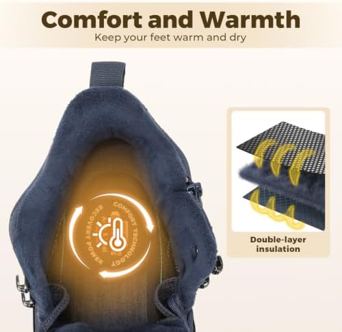 FitVille Men's Winter Boots Extra Wide, Water Resistant with Side Zipper, Non-Slip Warm Insulated Snow Outdoor Boots, Easy On/Off Comfortable