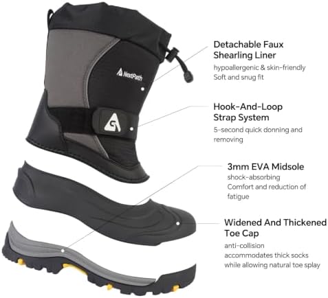 Men's Snow Boots, Waterproof Insulated Winter Boots for Men, -40°F