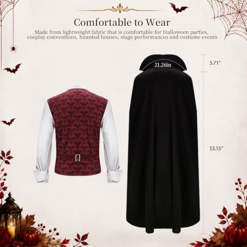 Vampire Costume Men, Gothic Victorian Halloween Costume Cosplay Outfit