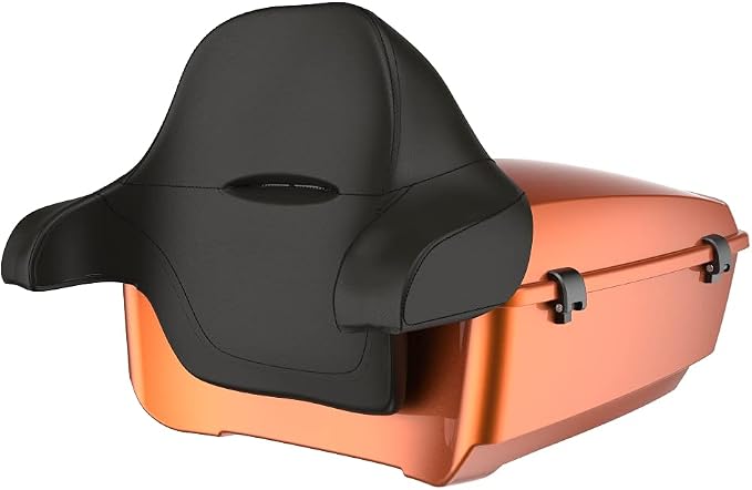 Advanblack Motorcycle King Trunk Tour Trunk Pack Luggage +Wrap-Around Backrest Pad for '97-'24 Harley Touring/Softail