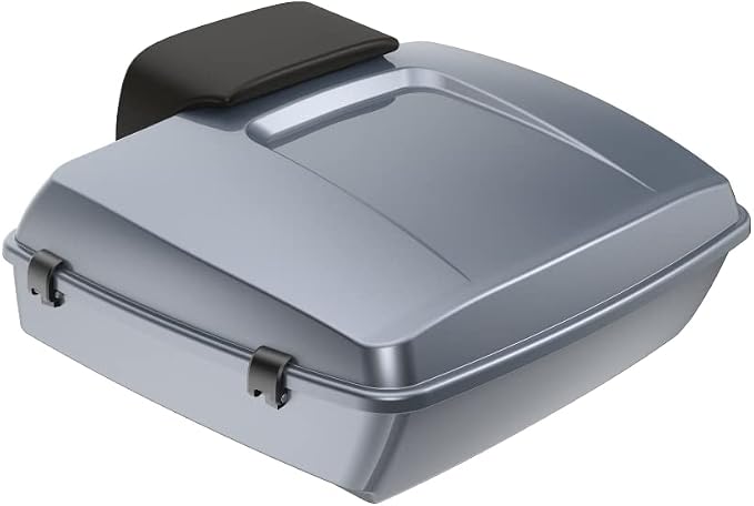 Advanblack Road Glide Tour Trunk Pack Gauntlet Grey Metallic Chopped Tour Trunk Pack Backrest Pad for '97-'25 Harley Touring Road King Street Glide Electra Glide CVO models