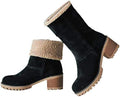 VIMISAOI Mid calf Winter Boots for Women Warm Ankle Snow Chunky Heel Boots