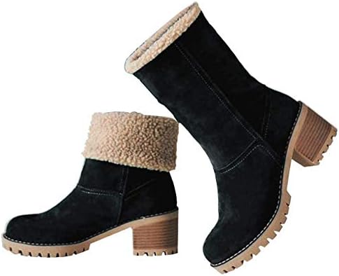 VIMISAOI Mid calf Winter Boots for Women Warm Ankle Snow Chunky Heel Boots