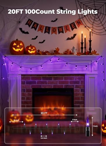 Minetom Halloween String Lights Outdoor 100 Count 20 Feet Incandescent Bulb