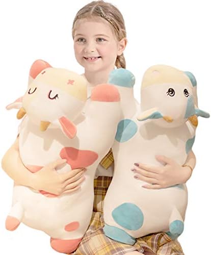 ELAINREN Blue Cow Stuffed Body Pillow Soft Cattle Plushie Toy Gifts/25.6''