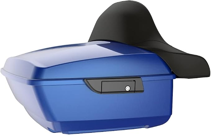 Advanblack Road Glide Tour Trunk Pack Blue Max King Tour Trunk Pack Luggage +Wrap-Around Backrest Pad for '97-'25 Harley Touring Road King Street Glide Electra Glide CVO Models
