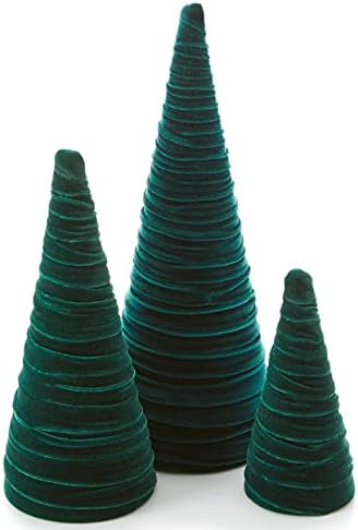 Your Heart's Content Emerald Velvet Trees Set of 3, (Emerald)