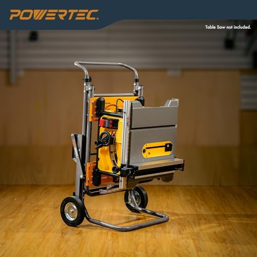 POWERTEC Table Saw Stand with Wheels, Portable Stand w/ 330Lbs Load Capacity, Foldable Design for Easy Storage in Garage, Compatible with Dewalt Table Saw (MT4009)