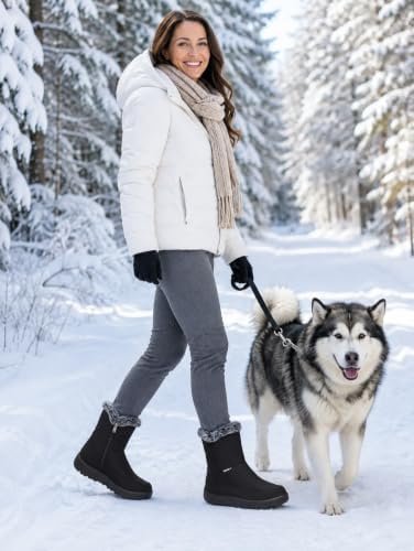 SHIBEVER Women's Winter Snow Boots: Waterproof Fur-Lined Ankle Booties