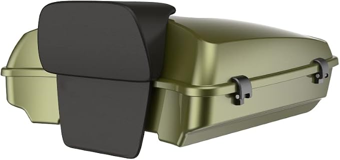 Advanblack Road Glide Tour Trunk Pack Mineral Green Metallic Razor Tour Trunk Pack Backrest Pad for '97-'25 Harley Touring Road King Street Glide Electra Glide CVO models
