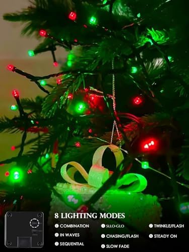 Solar Christmas Lights Outdoor 4 Pack 152FT 400 LED String Lights Red Green