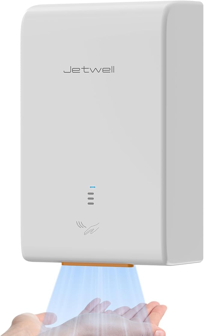 JETWELL ADA Compliant Hand Dryer, ABS Plastic Cover Hard Wired Design, AC 110V-130V JW2825 (White)