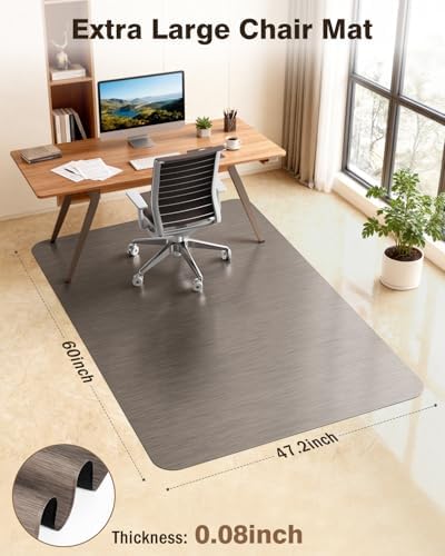 Blvornl Ultra Large Office Chair Mat for Hardwood Floor, Rolling Chair Mat for Hard Wood, Large Anti-Slip Hard Floor Protector, Heavy Duty Computer Desk Rug for Office and Home 47.2"*60" Brown