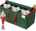 EverMerry Nutcracker and Figurine Collectibles Storage Box， Large Ornament Storage Organizer Stores Up to 12 Holiday Figurines-Carolers, Santa Figure, or Nut Cracker Ornaments (Green/15 Inches)