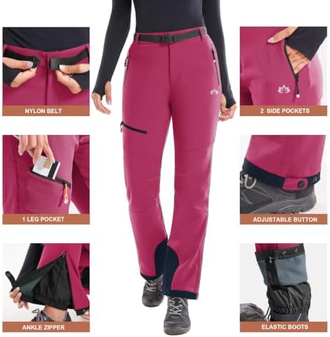 Heathyoga Snow Ski Pants Women Waterproof Softshell Insulated Winter Pants