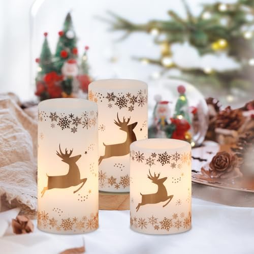 Gold Deer Flameless Candles Battery Operated with 6 Hour Timer