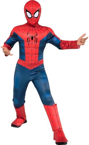 MARVEL Spider-Man Brand New Day Official Youth Halloween Costume - Premium Quality Padded Jumpsuit with Pull On Fabric Mask