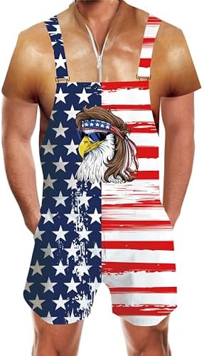 RAISEVERN Mens Romper Male Zipper Shorts Sleeve One Piece Bro Outfits