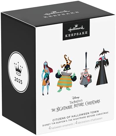 Hallmark Keepsake Halloween Ornaments 2025, Disney Tim Burton's The Nightmare Before Christmas Citizens of Halloween Town, Set of 4, Gifts for The Nightmare Before Christmas Fans