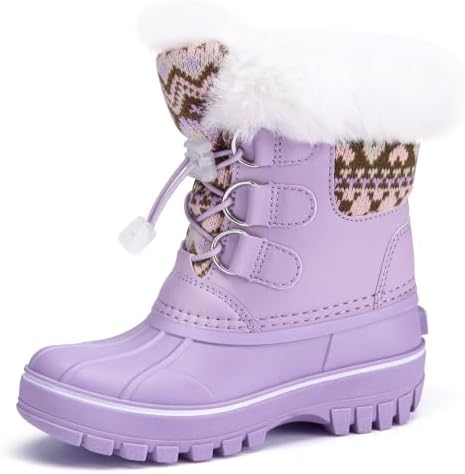 Stelle Girls Snow Boots with Faux Fur Collar Kids Winter Warm Boot