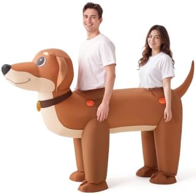 Spooktacular Creations Inflatable Dachshund Costume for Couple, Adults Dachshund Blow Up Costume Adults Inflatable Suit for Halloween Cosplay Themed Parties