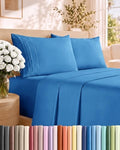 Queen Size 4 Piece Sheet Set - Breathable & Cooling Sheets - Royal Blue