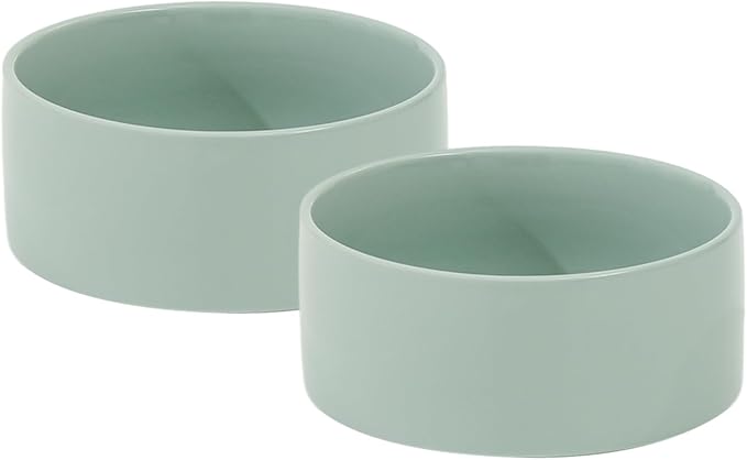 Havniva Ceramic Dog Bowls, Dog Food and Water Bowl Set, Dog Water Bowl | 6.1” Ceramic Dog Food Bowls with Non-Slip Rubber Base, Large Capacity, Double Dog Feeding Bowls for Small and Medium Dogs