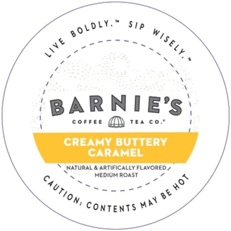 Barnie's Coffee Creamy Buttery Caramel Single Serve Coffee Pods with Creamy and Smooth Caramel Flavor, Medium Roast Arabica Coffee Beans Compatible with Keurig Brewers, 48 Count