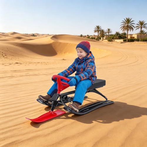 Kids Snow Sled Red, Outdoor Winter Sledding Toy for Children