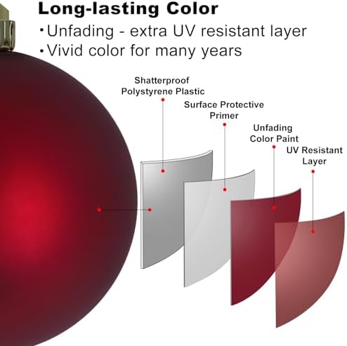 Maroon 3.2" Large Christmas Balls - Christmas Tree Decoration Ornaments Shatterproof Hanging Balls for Birthday Halloween Holiday Wedding Decorations Set of 10pcs