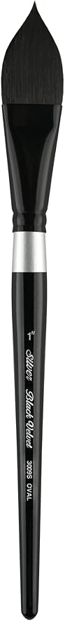Silver Brush Limited, Silver Black Velvet, Blend Squirrel and Risslon Brush - Short Handle, 1-Inch, Oval Wash