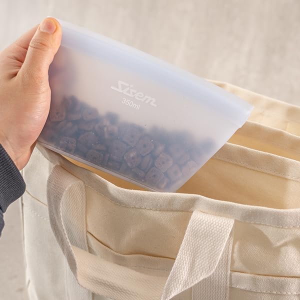 4-Pack Silicone Reusable Stand Up Zip Lock Bag Food Storage Bags, Multi-Use Food Storage Bags, Lunch Bag, Travel Containers, Leak-free, Dishwasher-Safe, Freezer-Safe, light blue