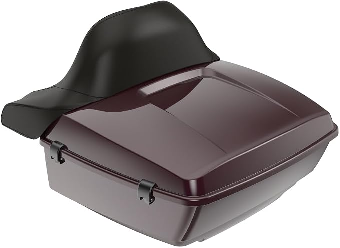 Advanblack Road Glide Tour Trunk Pack Black Cherry King Tour Trunk Pack Luggage +Wrap-Around Backrest Pad for '97-'25 Harley Touring Road King Street Glide Electra Glide CVO Models