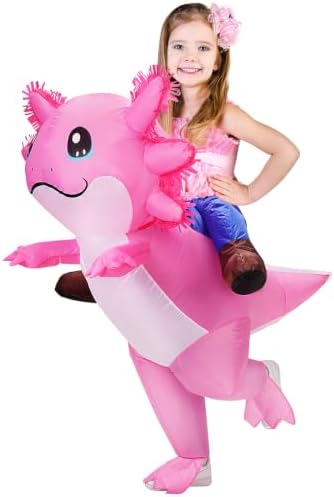 Stegosaurus Inflatable Axolotl Costume for Kids, Ride on Blow Up Costumes Halloween Cosplay Outfit for Girls and Boys